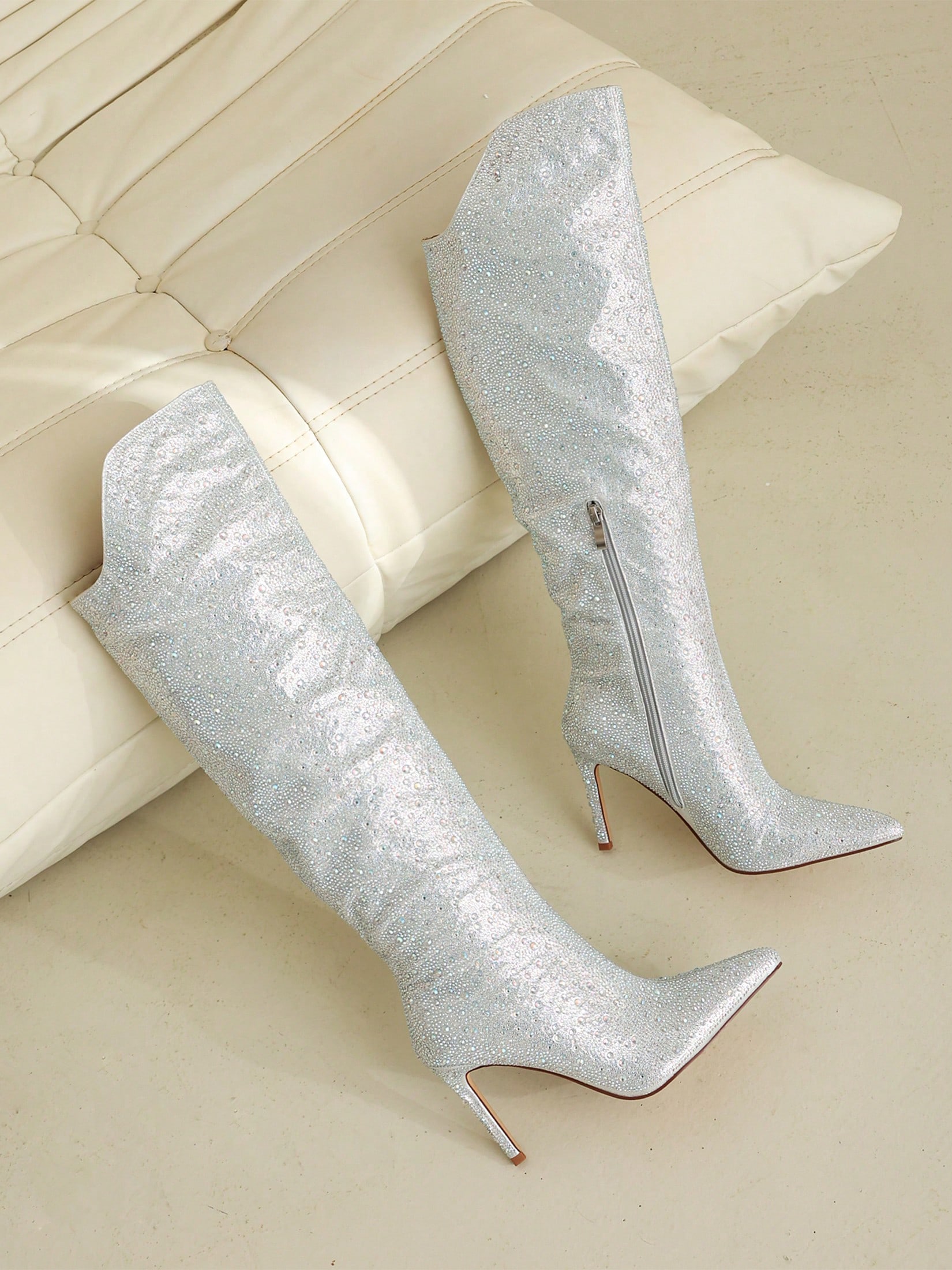 In Silver Women Knee-High Boots