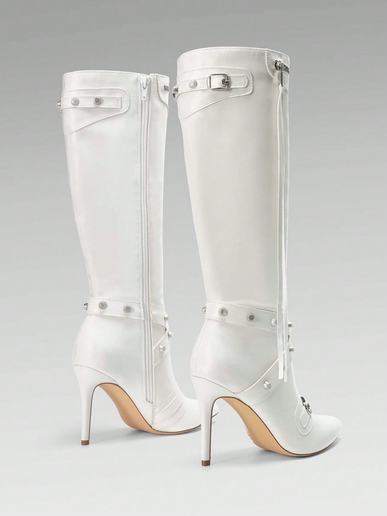 In White Women Knee-High Boots