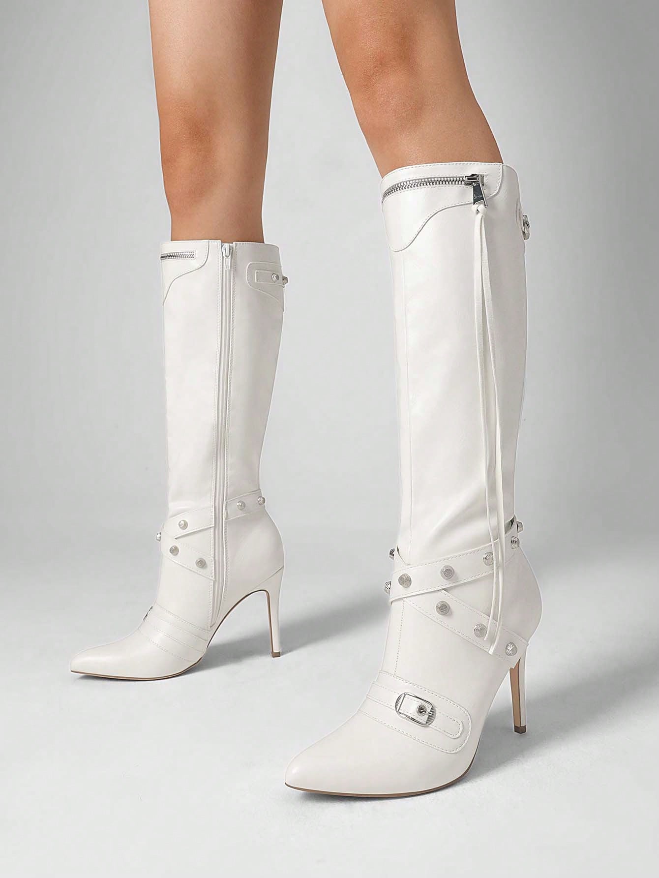 In White Women Knee-High Boots