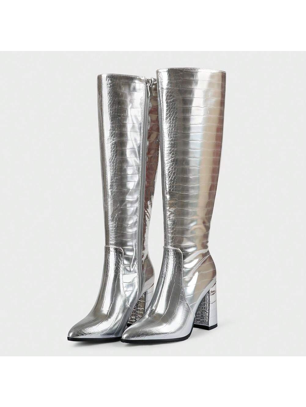 In Silver Women Knee-High Boots