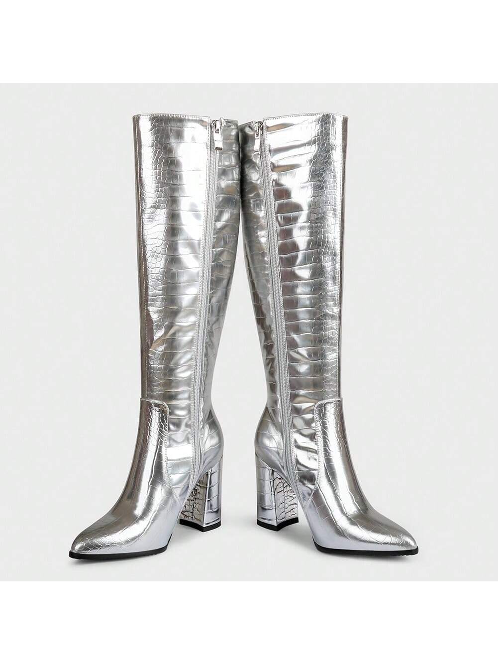 In Silver Women Knee-High Boots