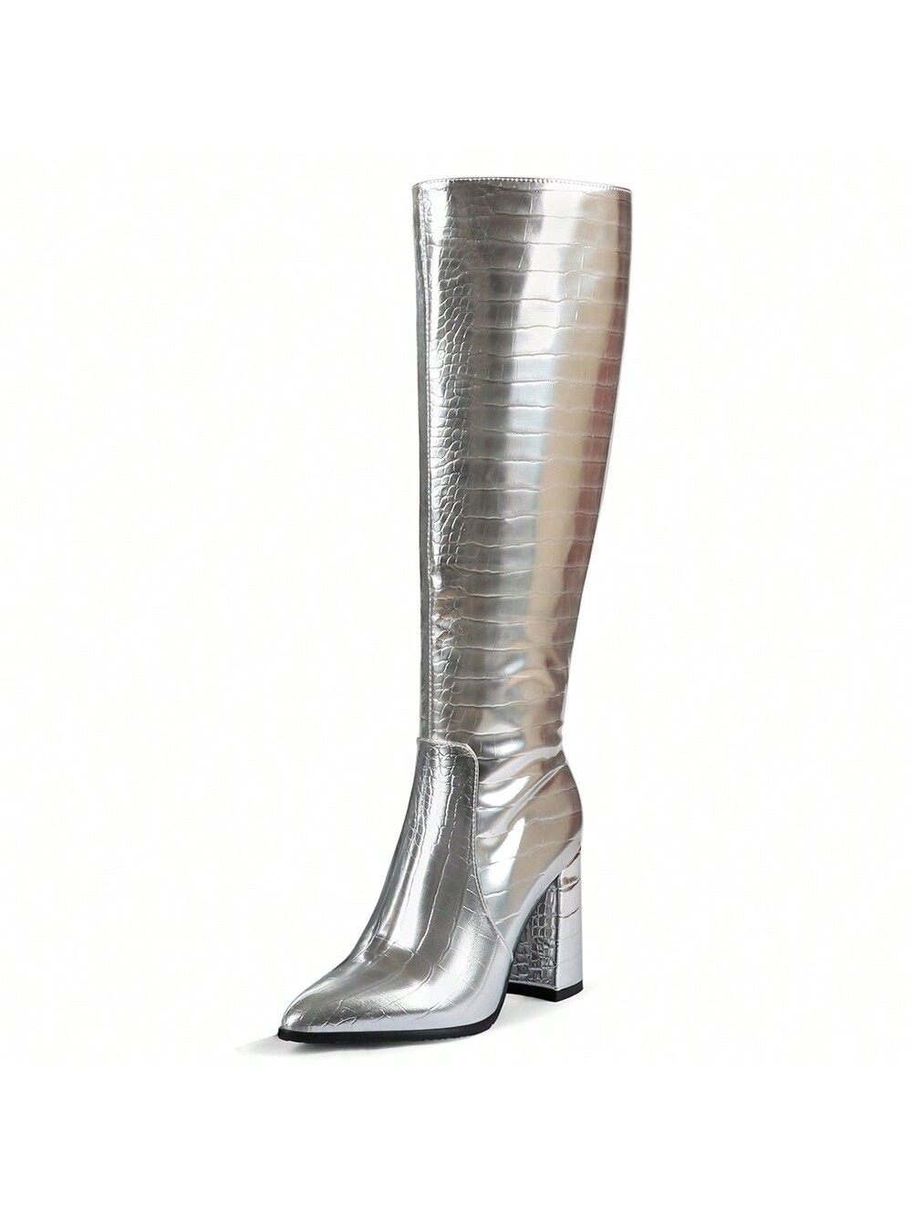 In Silver Women Knee-High Boots