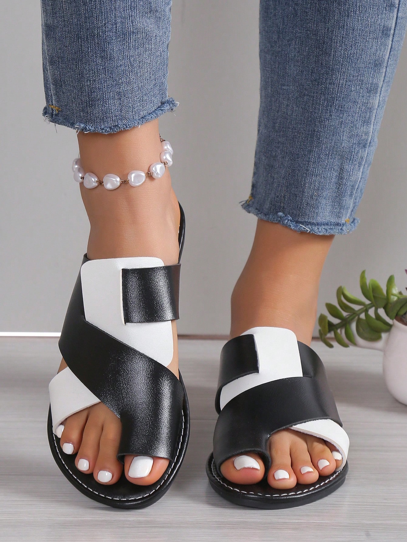 In Black and White Women Sandals