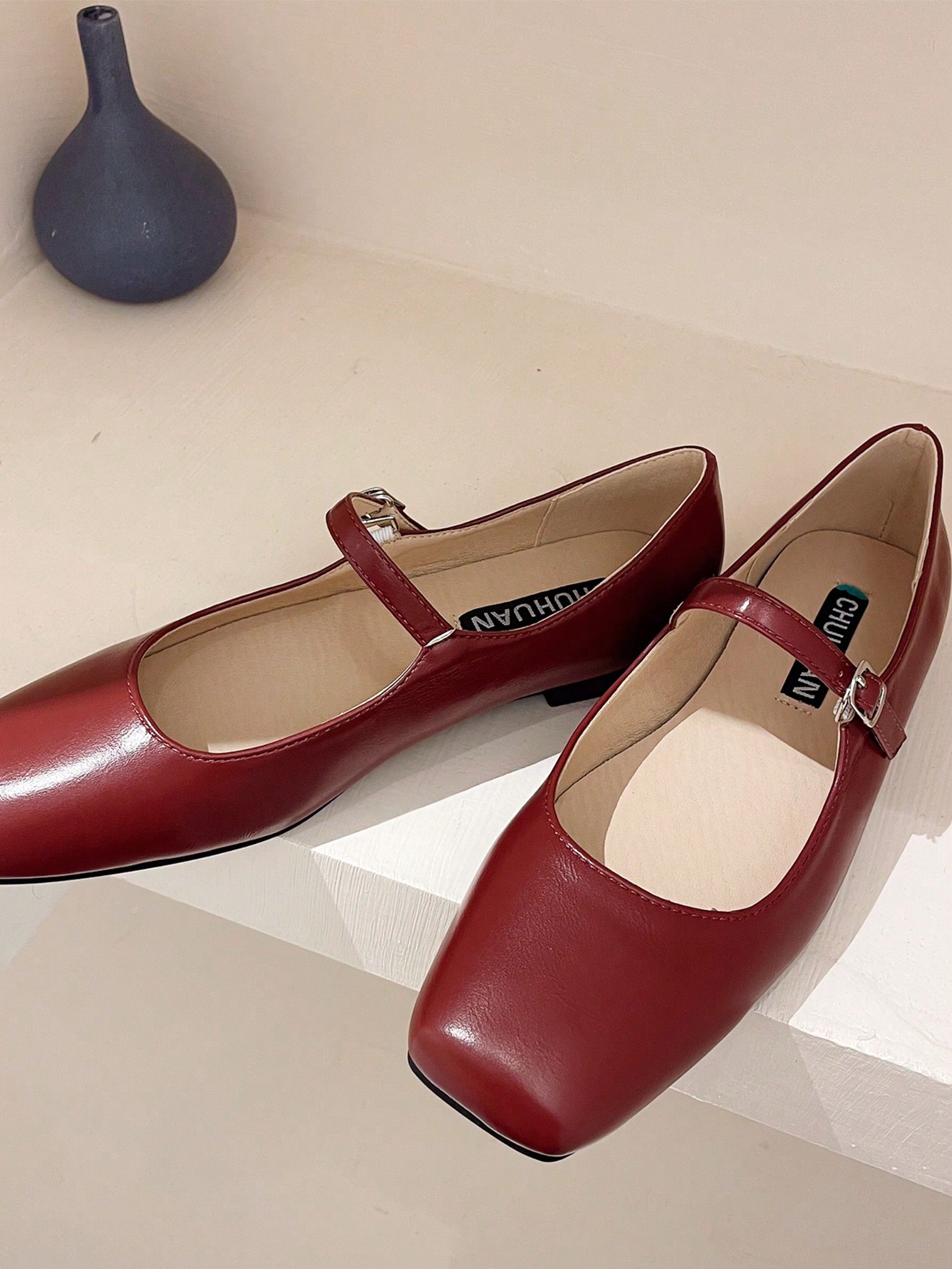 In Burgundy Women Flats