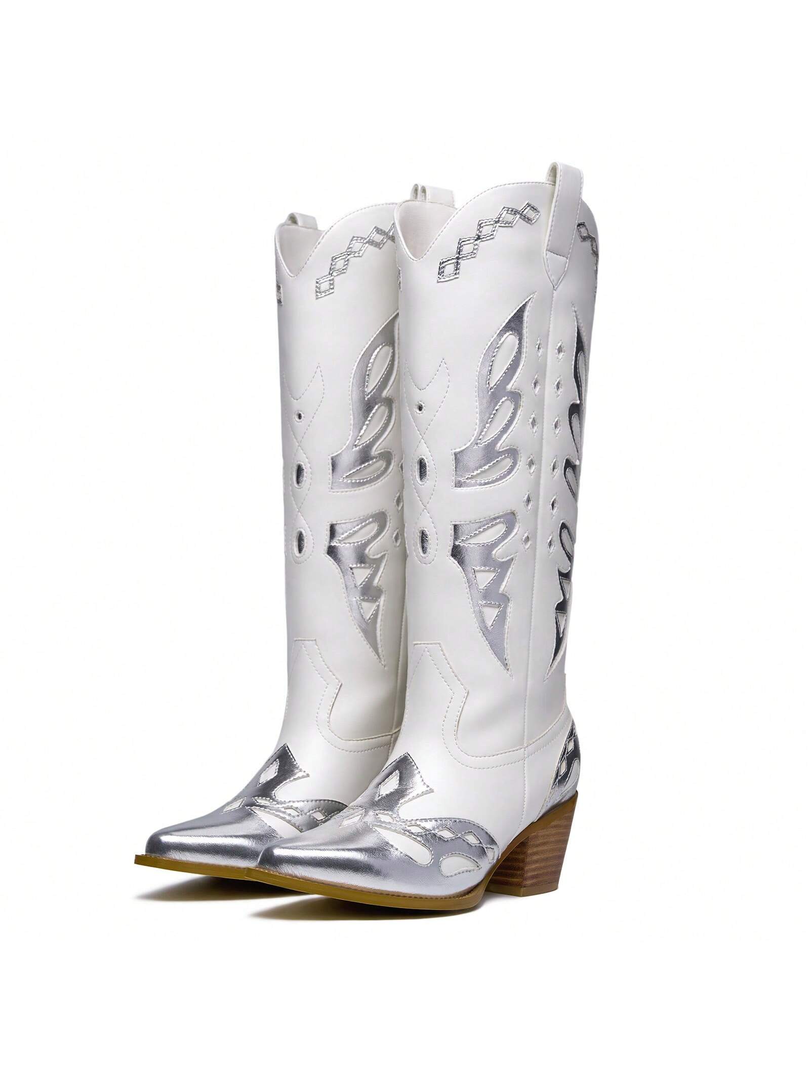 In Silver Women Knee-High Boots