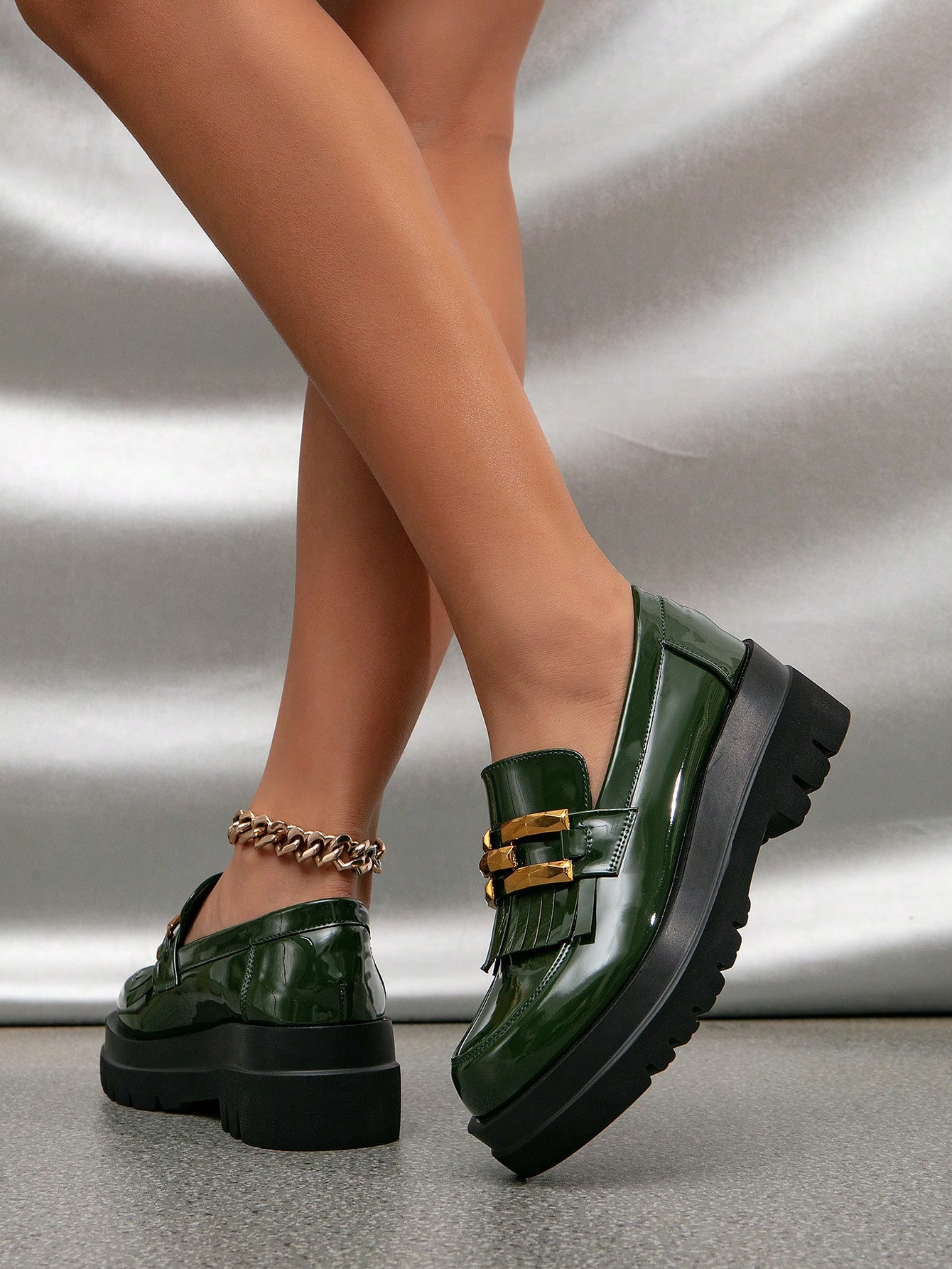 In Dark Green Women Shoes