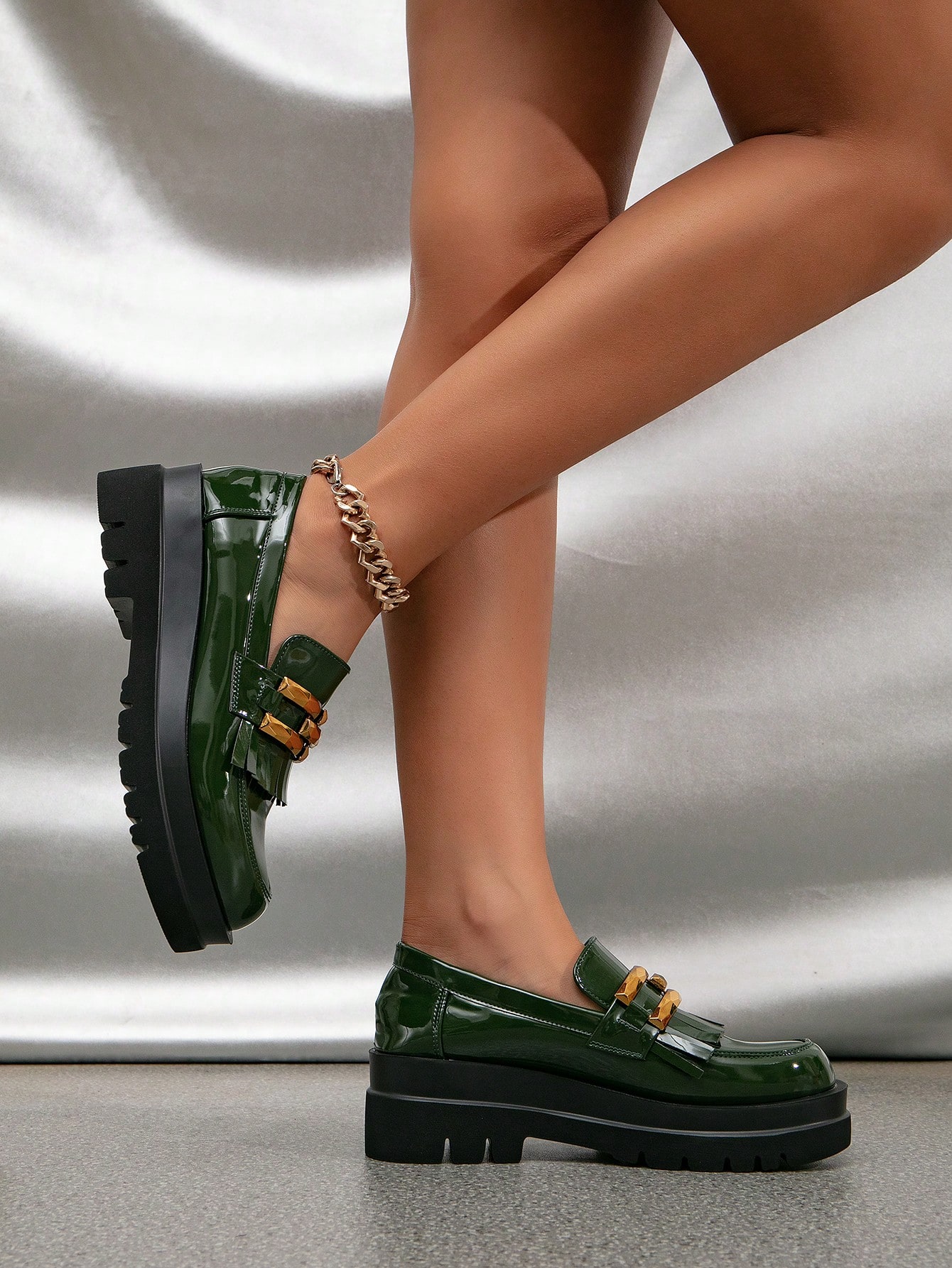 In Dark Green Women Shoes