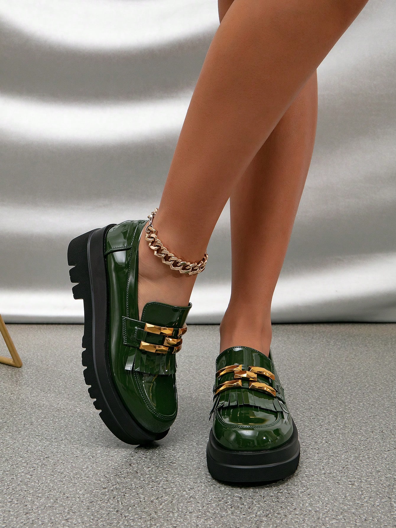 In Dark Green Women Shoes