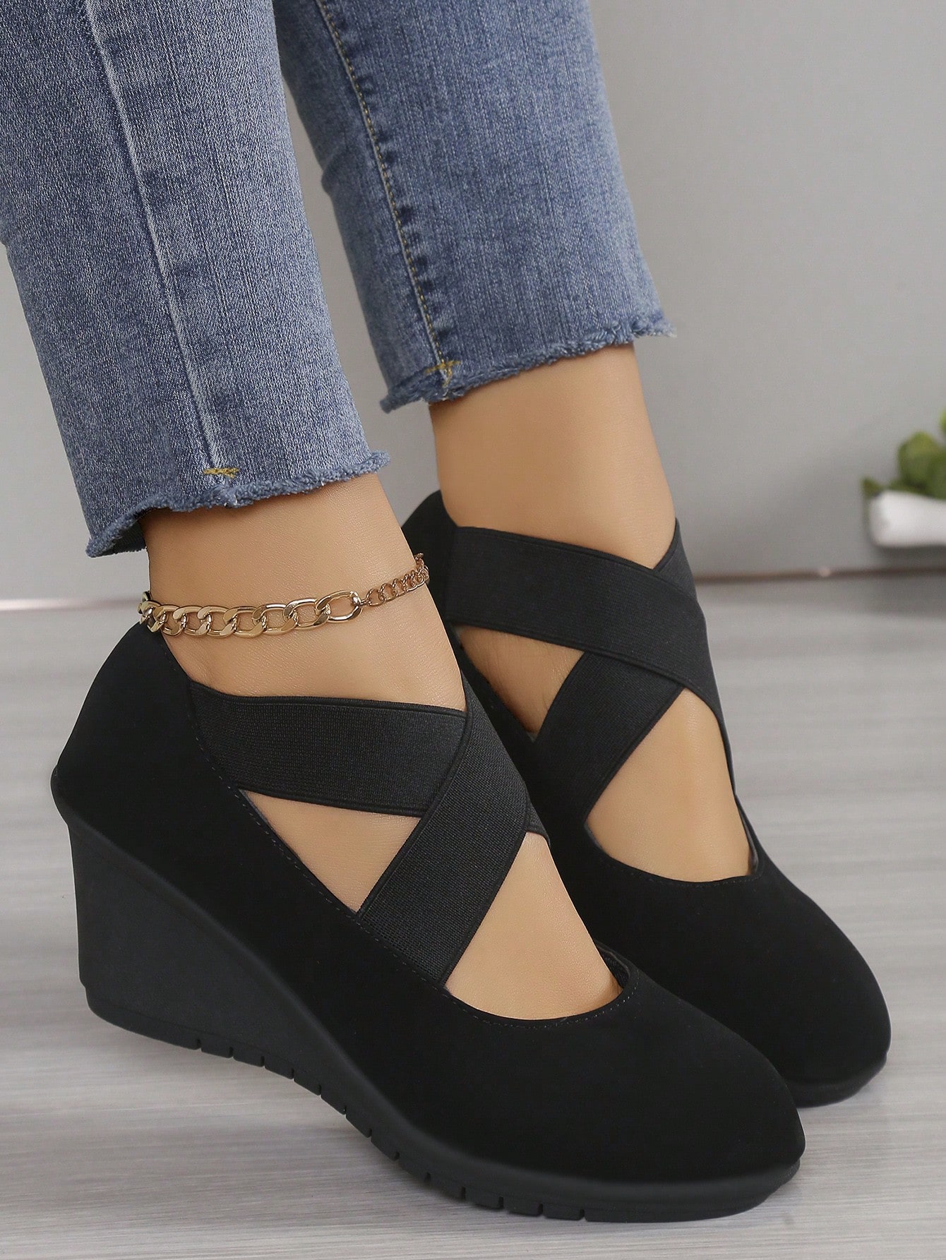 In Black Women Wedges & Flatform