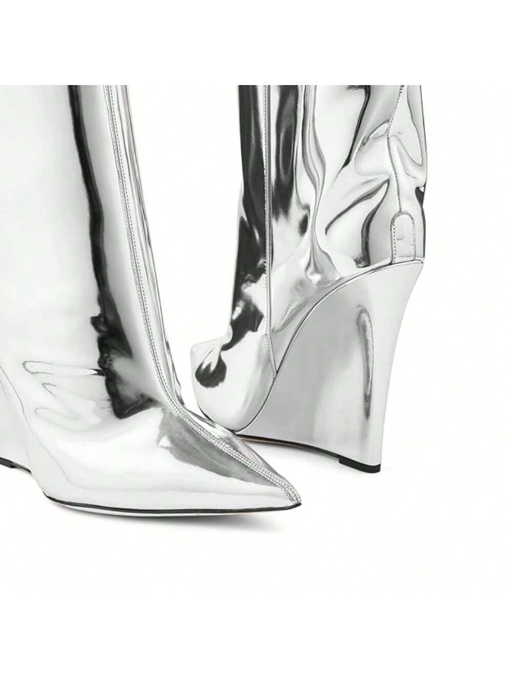 In Silver Women Knee-High Boots