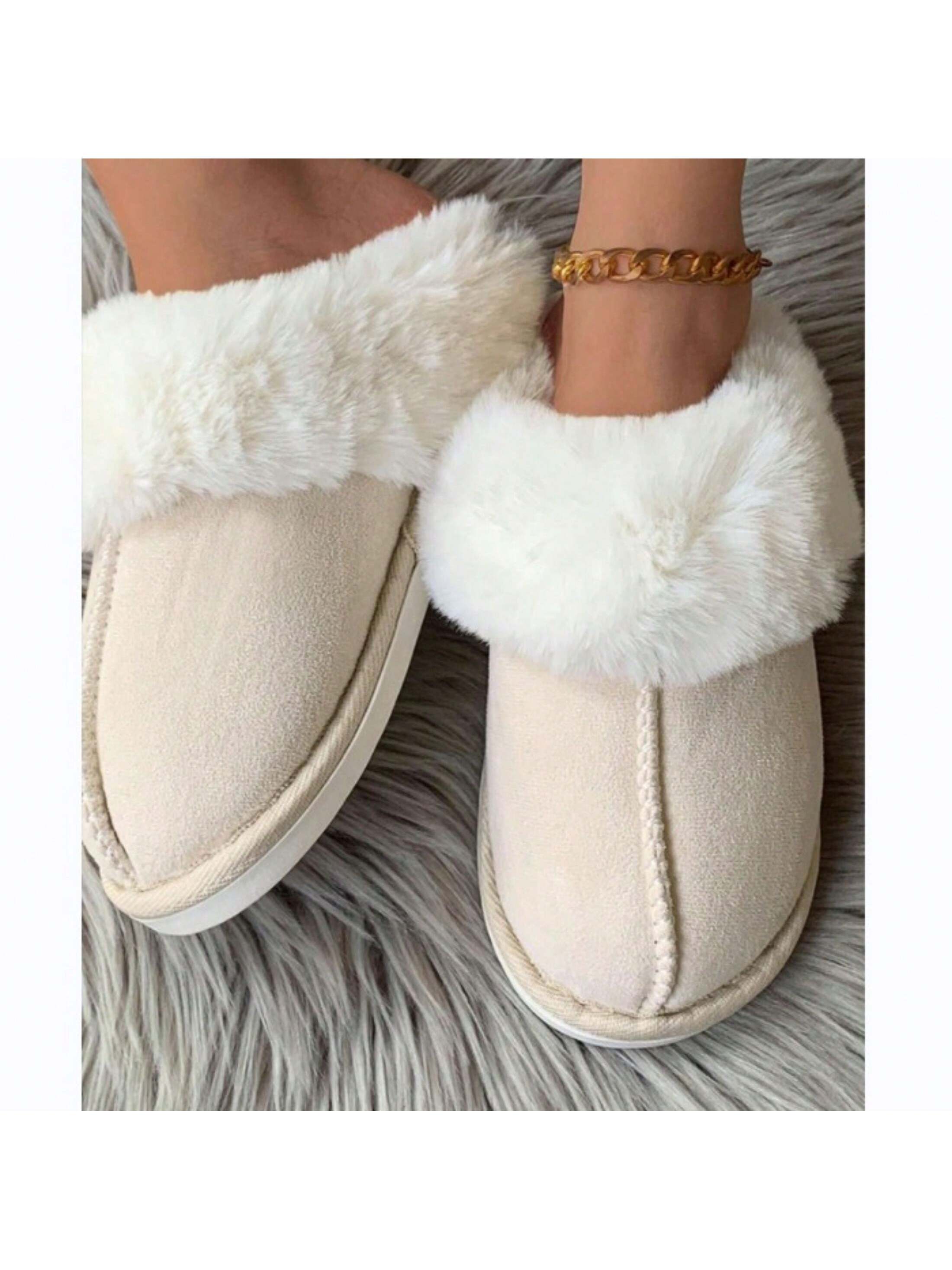 In Beige Women Home Slippers