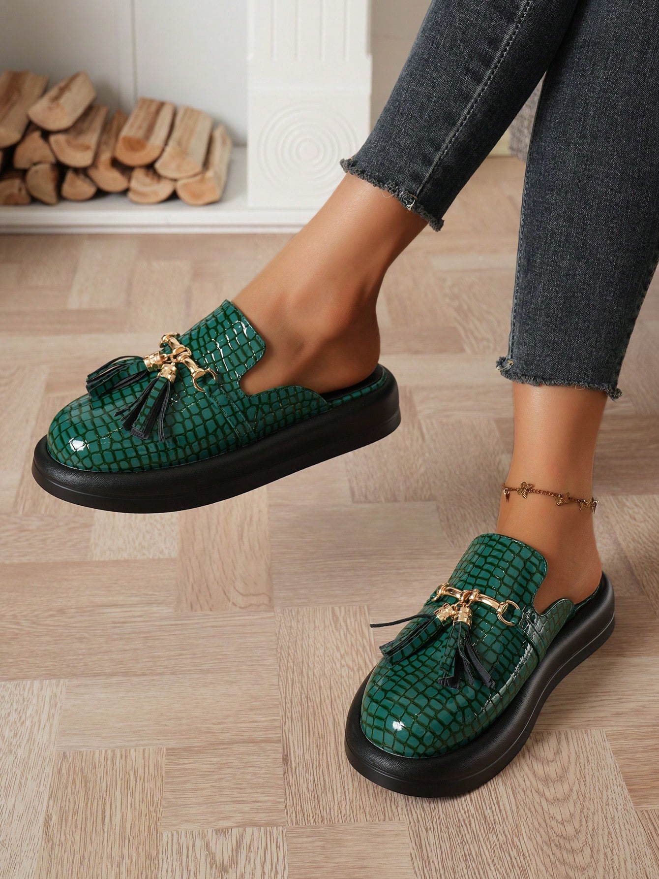 In Dark Green Women Shoes