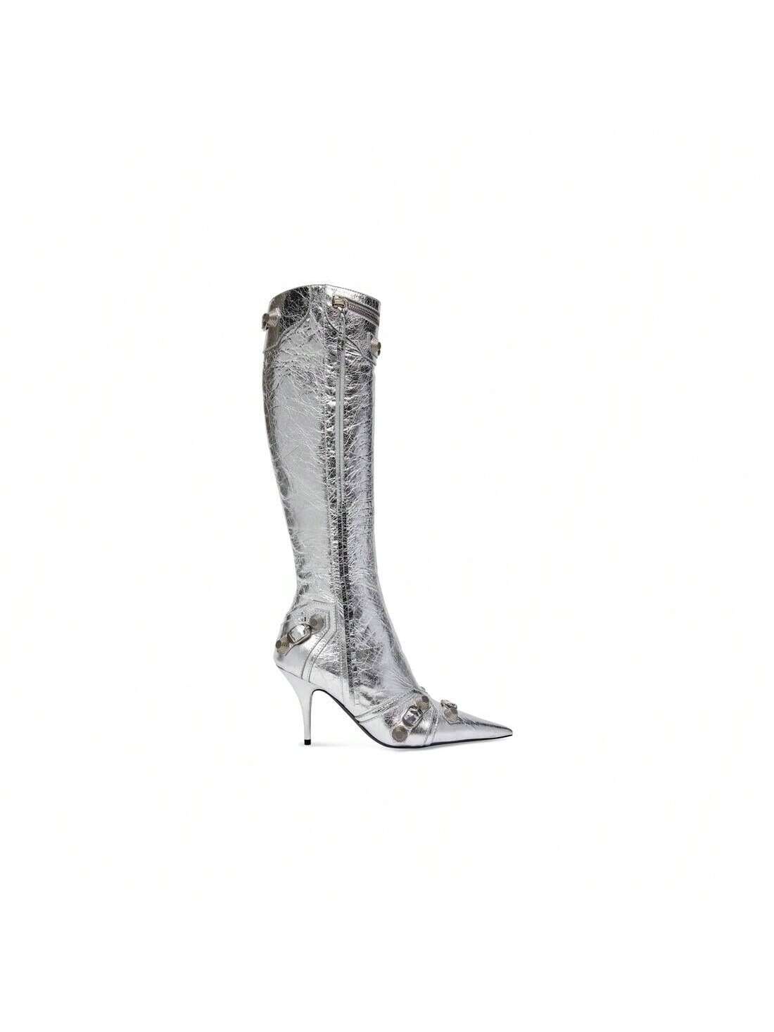 In Silver Women Knee-High Boots