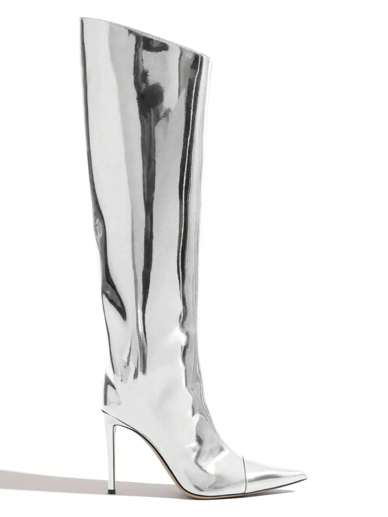 In Silver Women Knee-High Boots