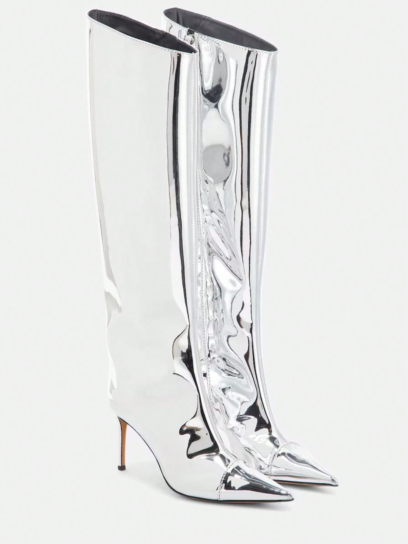 In Silver Women Knee-High Boots