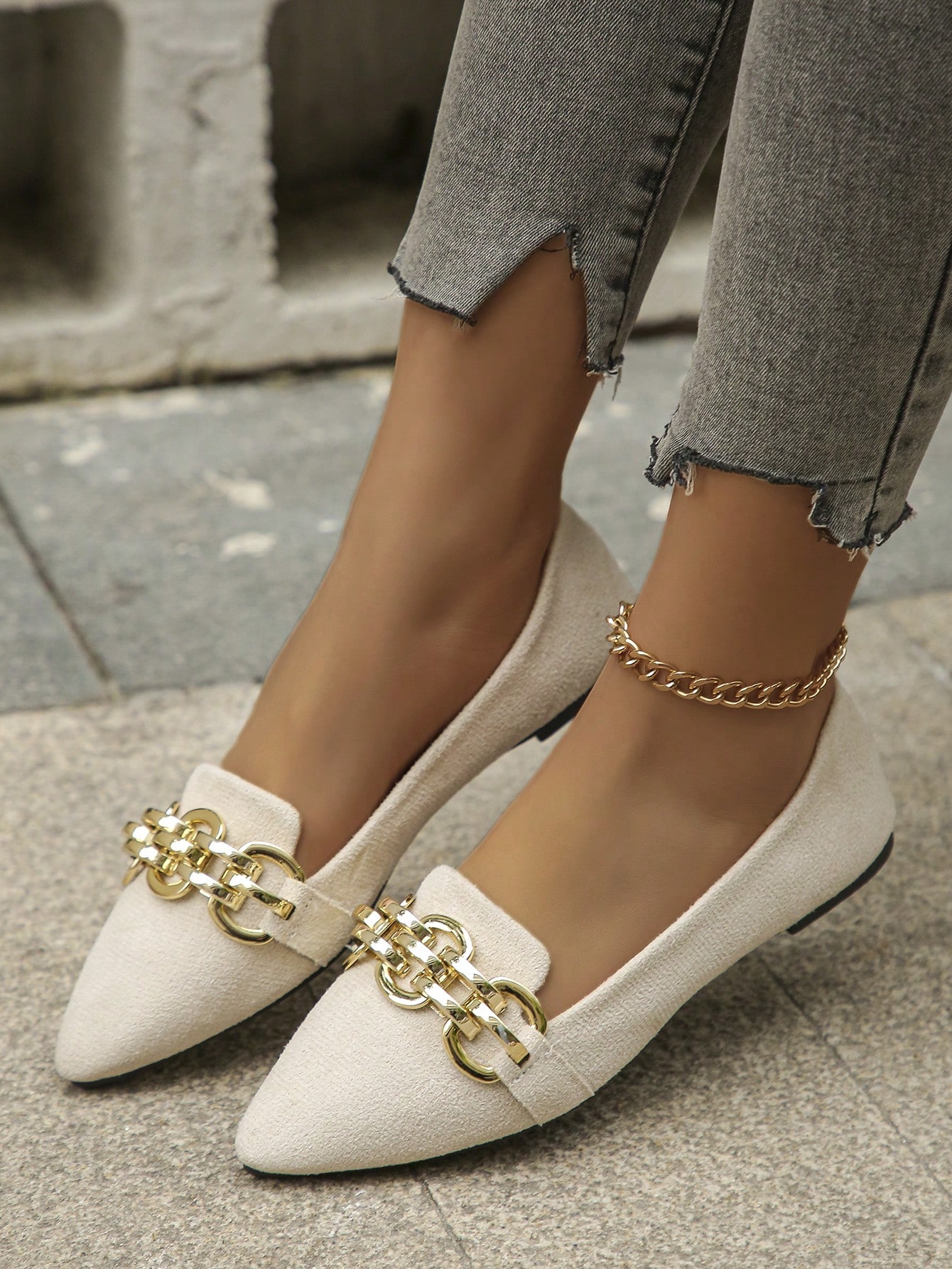 In Beige Women Flats