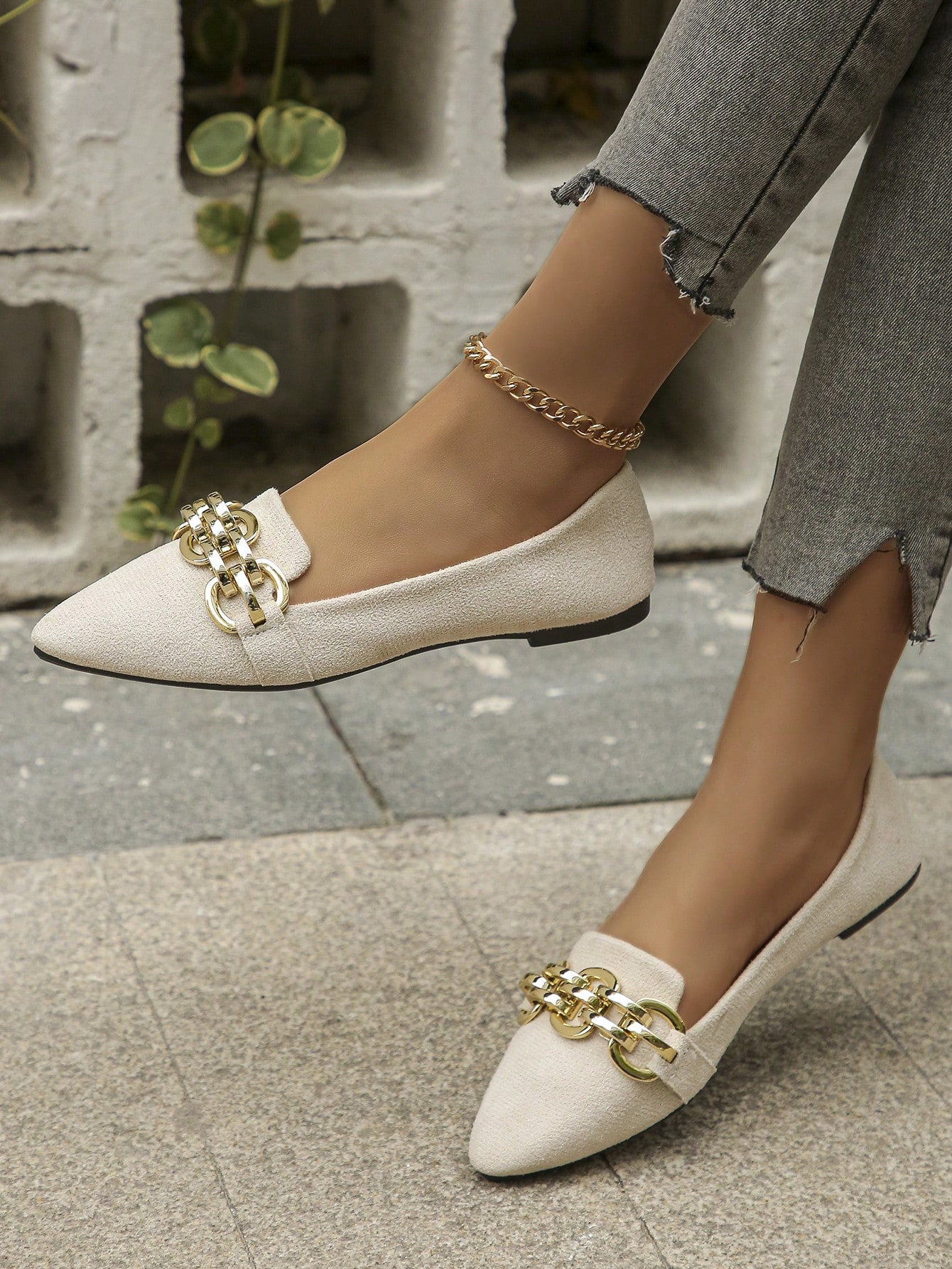 In Beige Women Flats