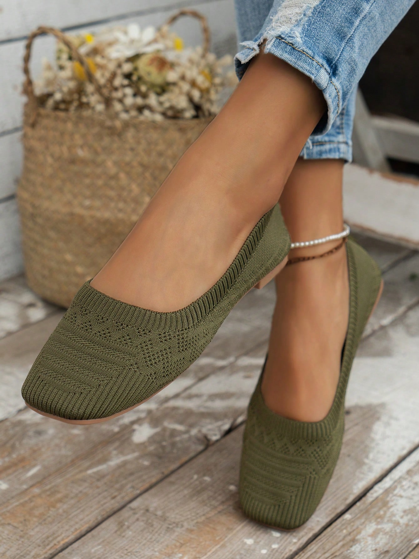 In Olive Green Women Shoes