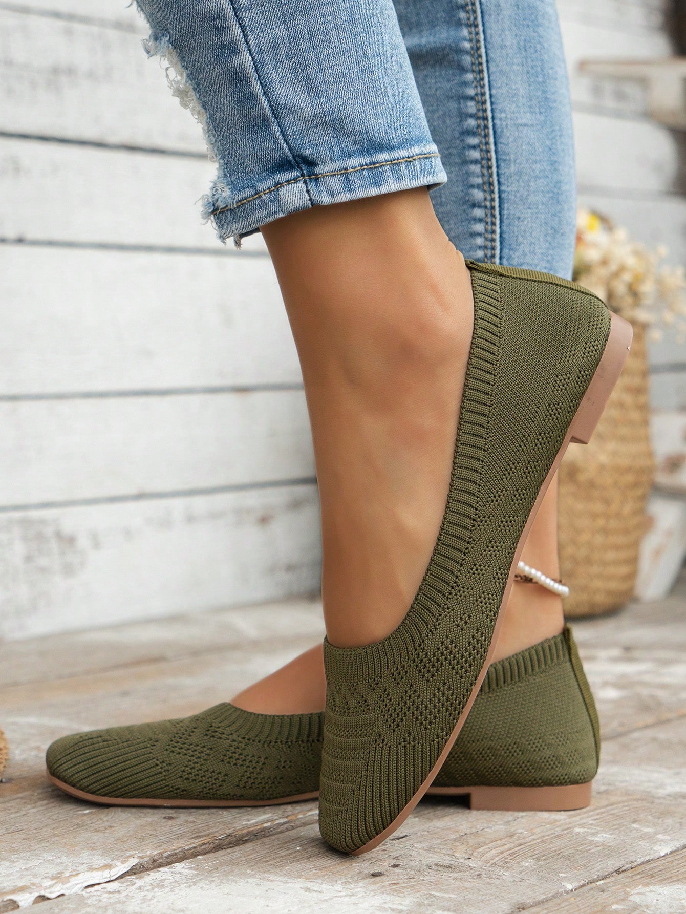 In Olive Green Women Shoes