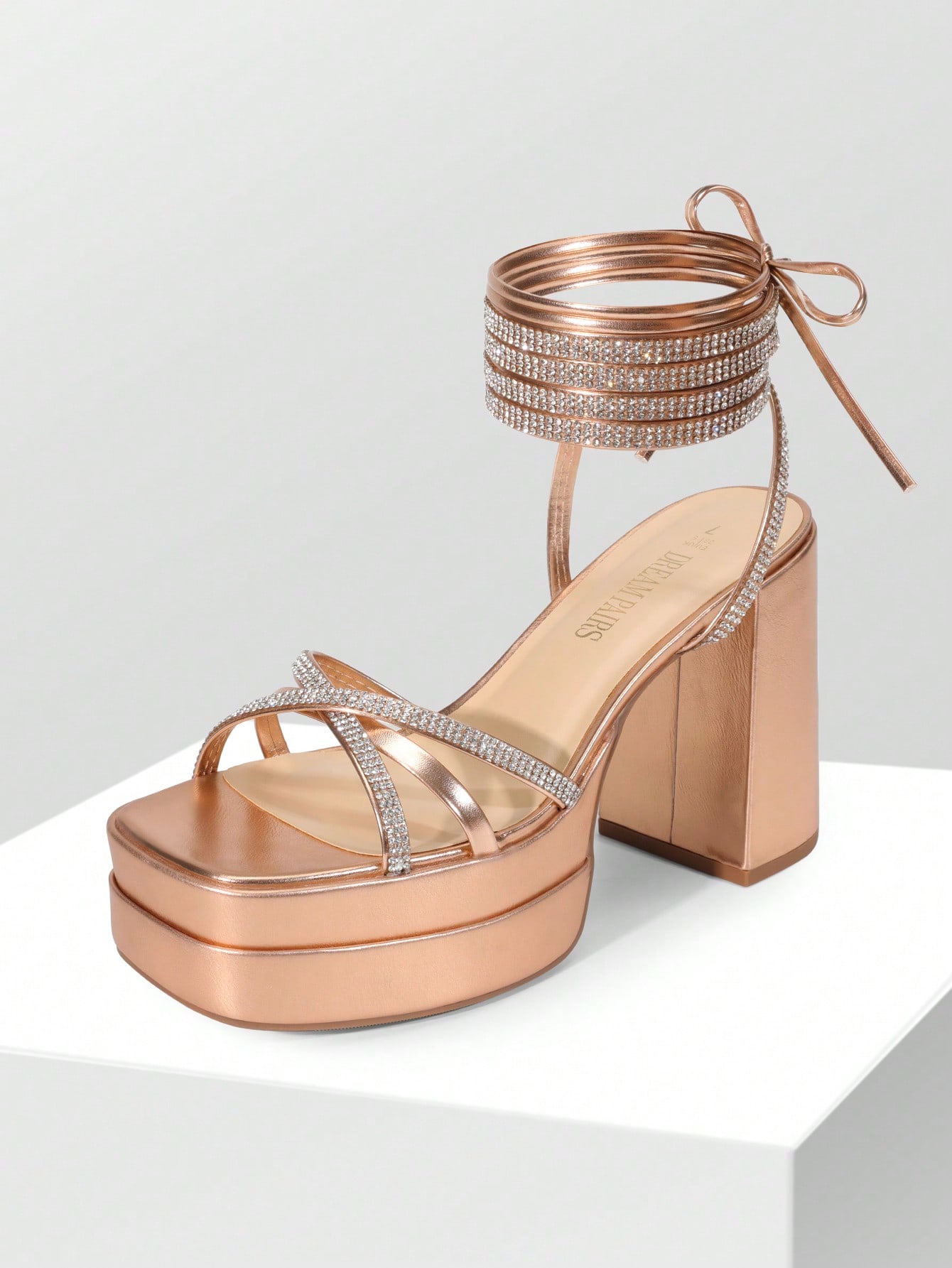 In Rose Gold Women Heeled Sandals