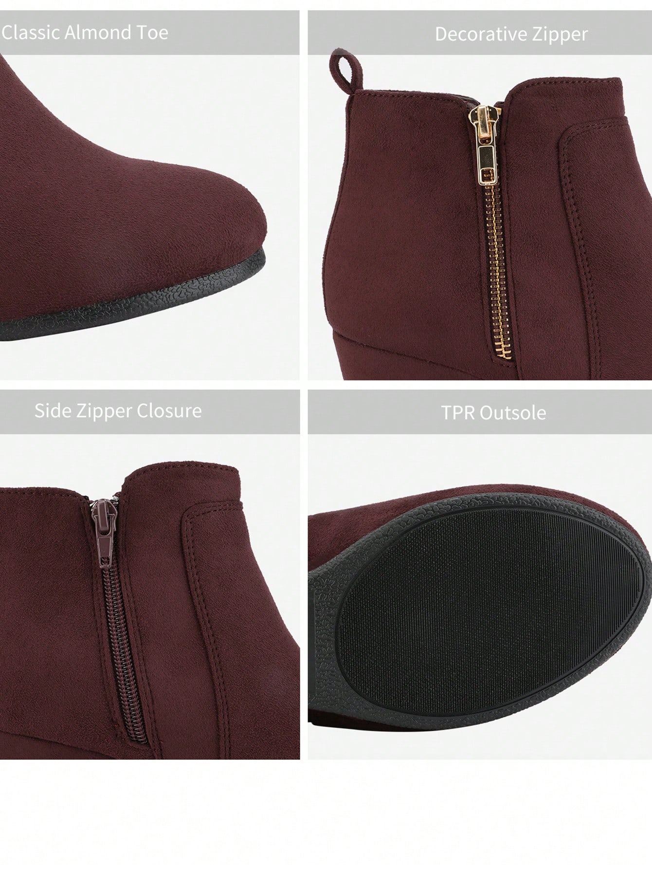 In Burgundy Women Fashion Boots