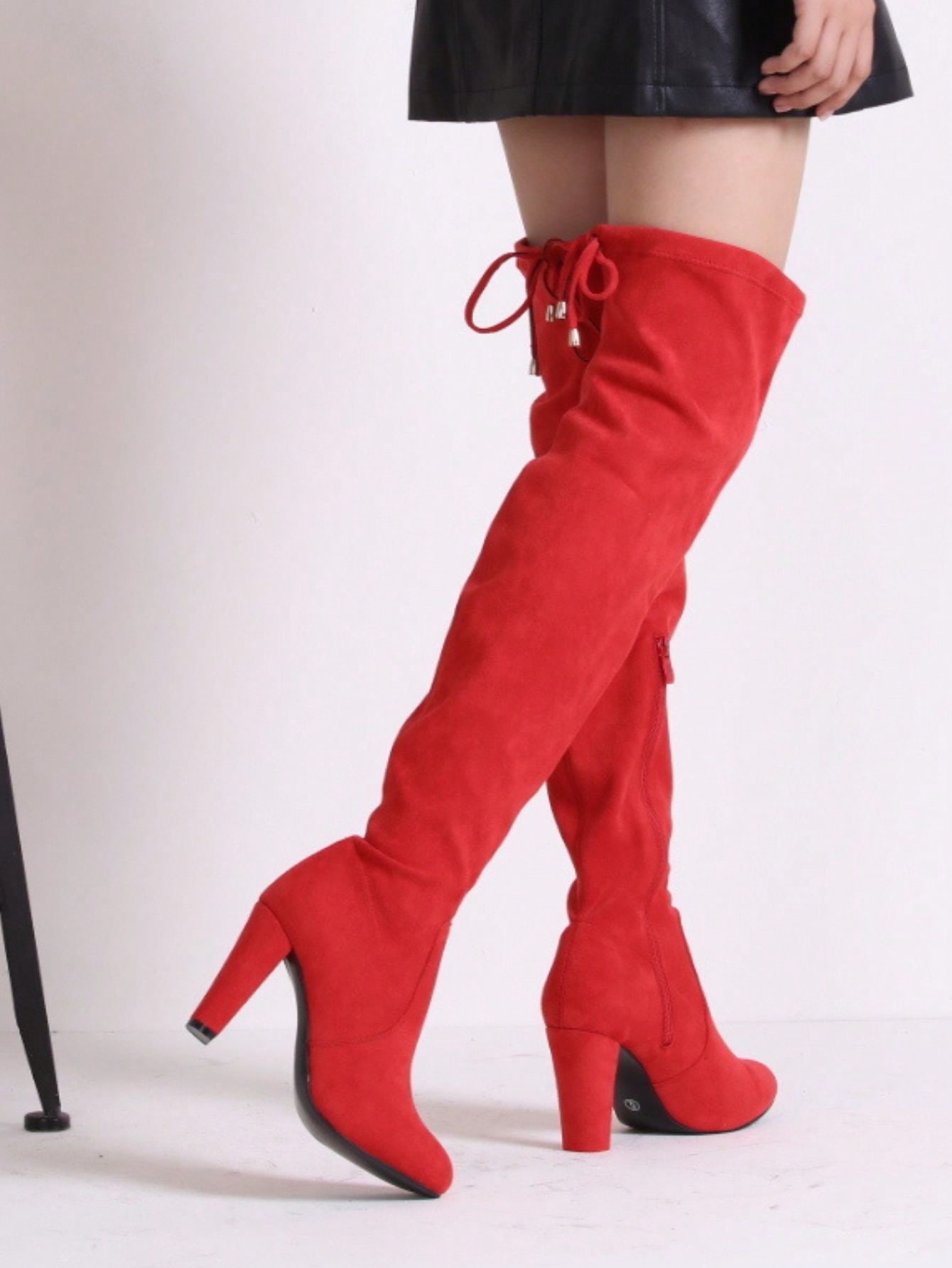 In Red Women Over-the-Knee Boots