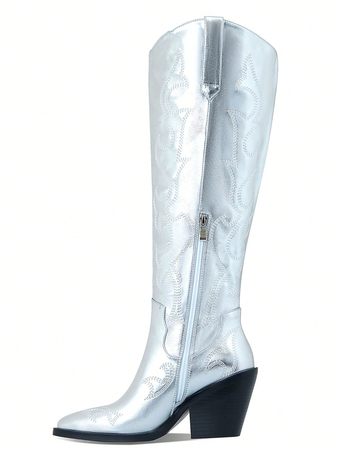 In Silver Women Knee-High Boots