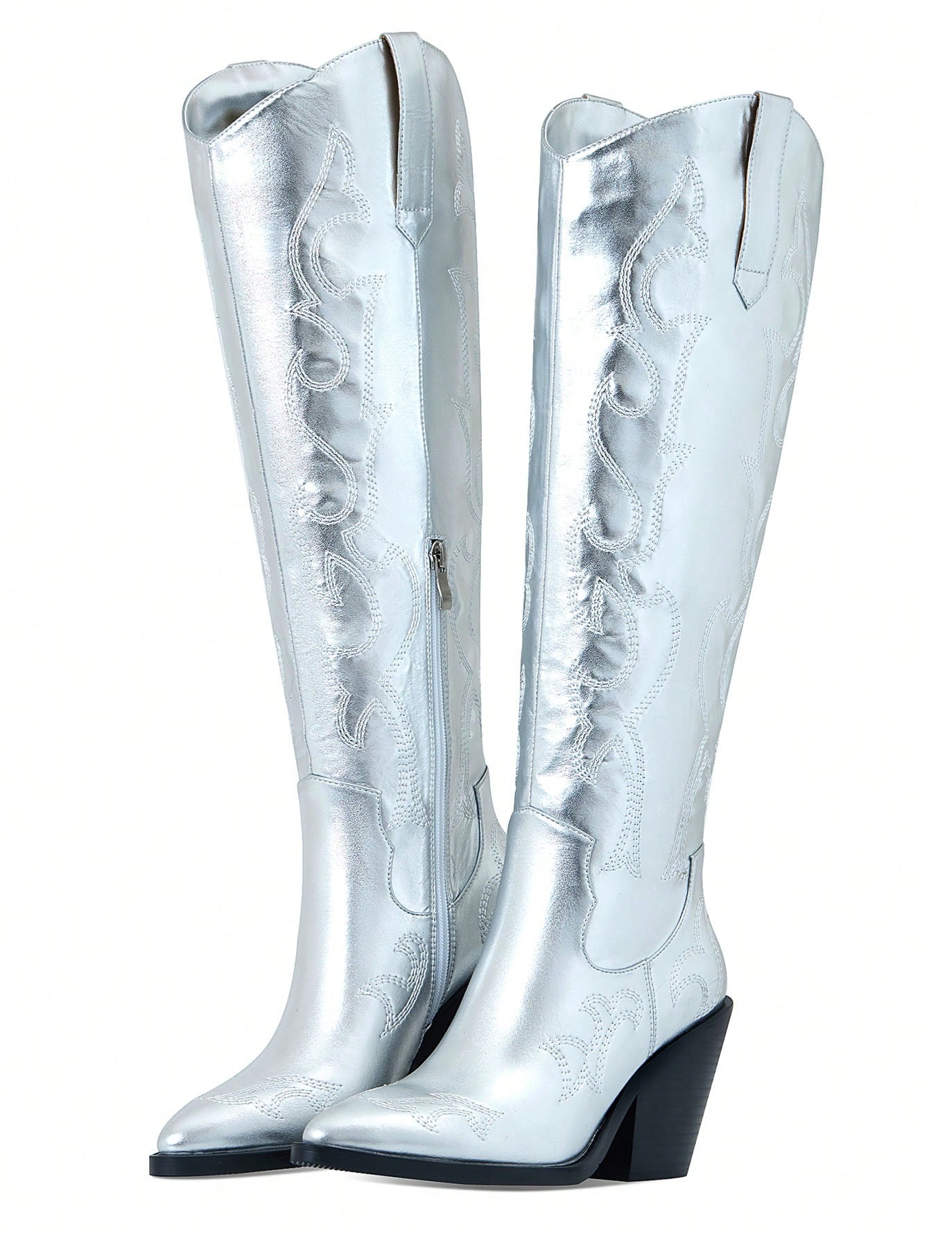 In Silver Women Knee-High Boots