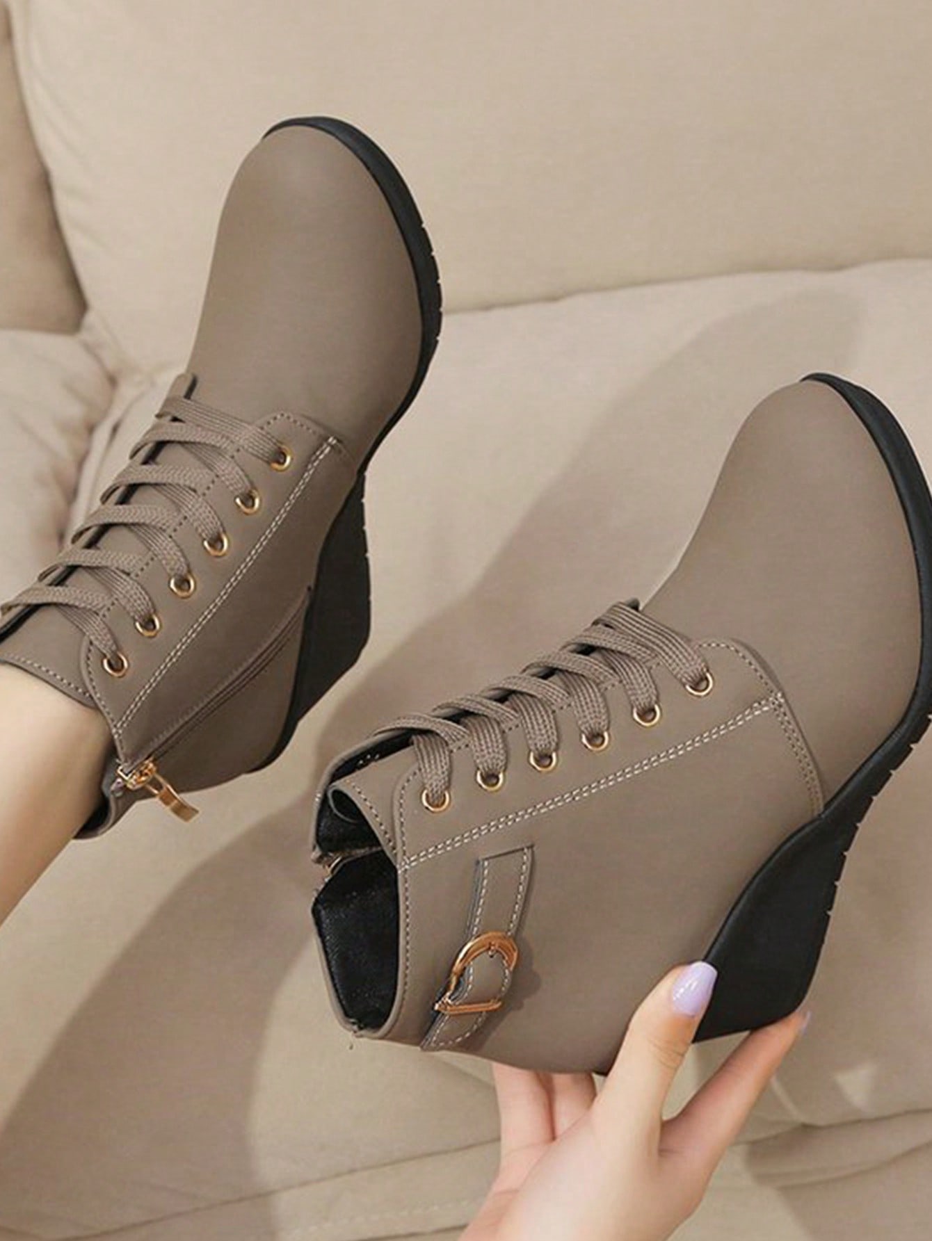 In Khaki Women Fashion Boots