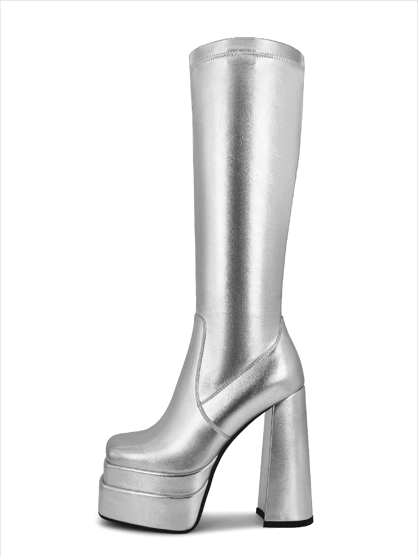 In Silver Women Knee-High Boots