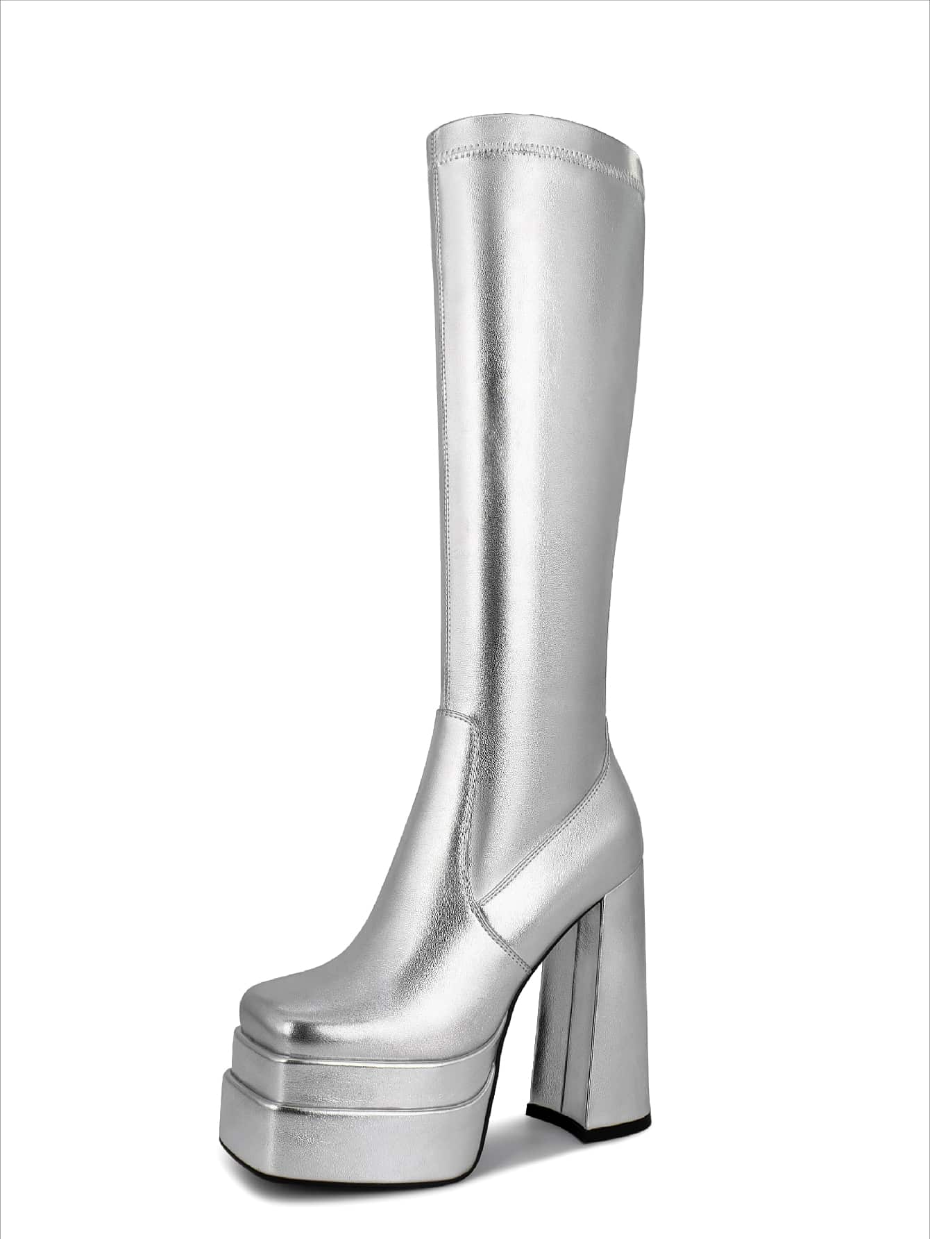 In Silver Women Knee-High Boots