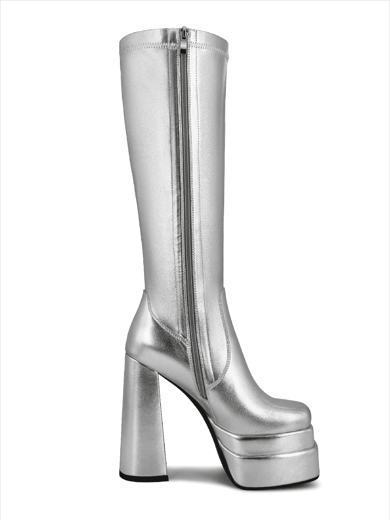 In Silver Women Knee-High Boots