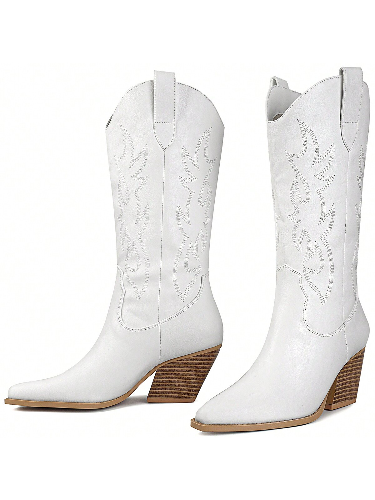 In White Women Mid-Calf Boots