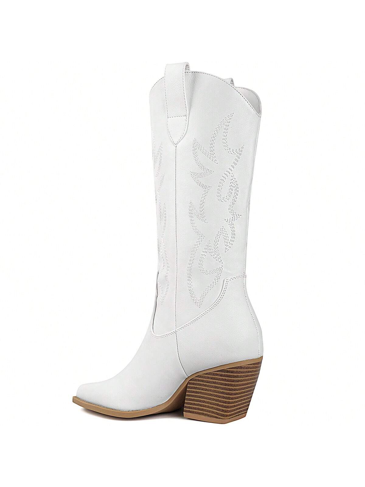 In White Women Mid-Calf Boots