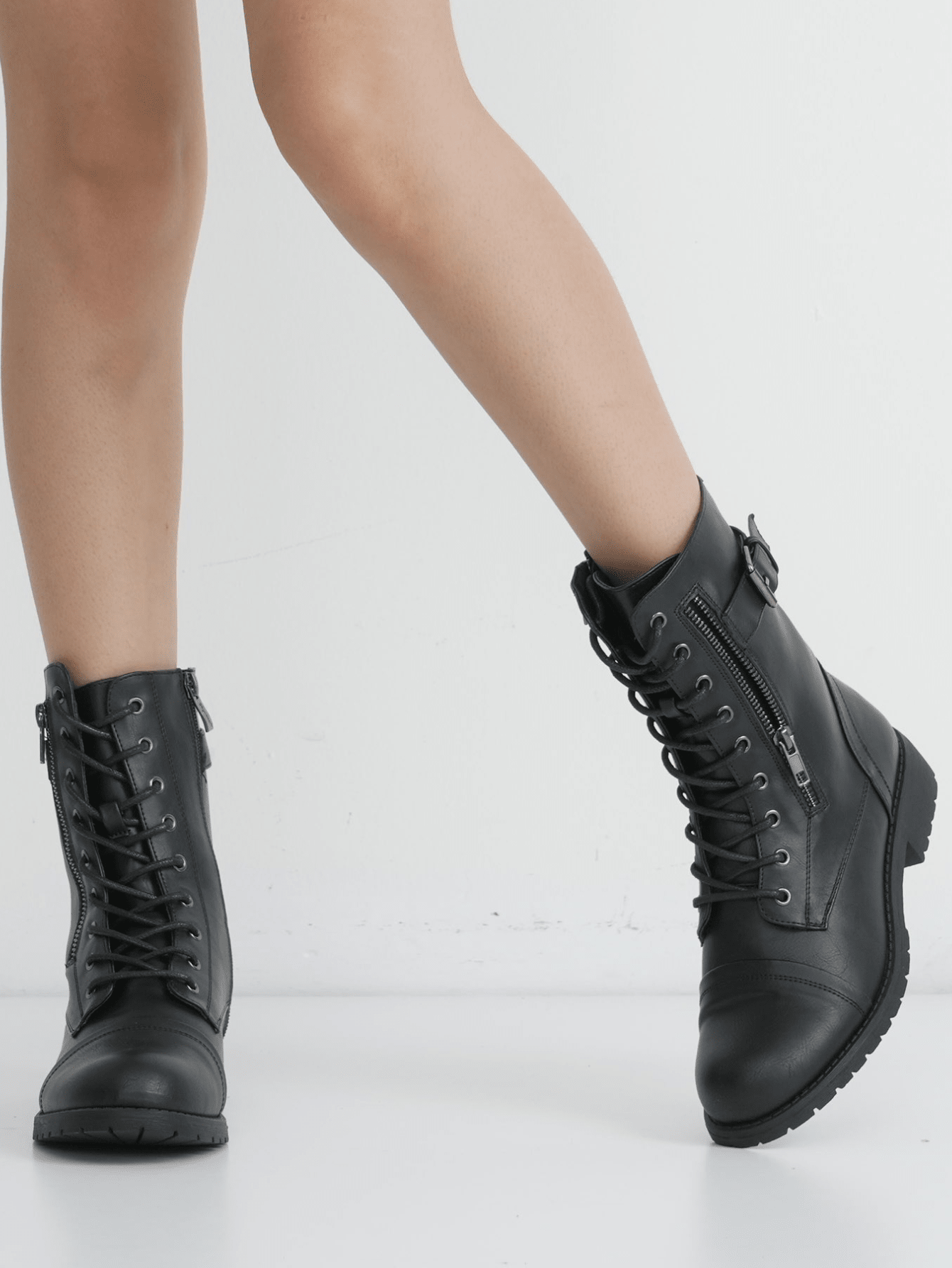 In Black Women Mid-Calf Boots