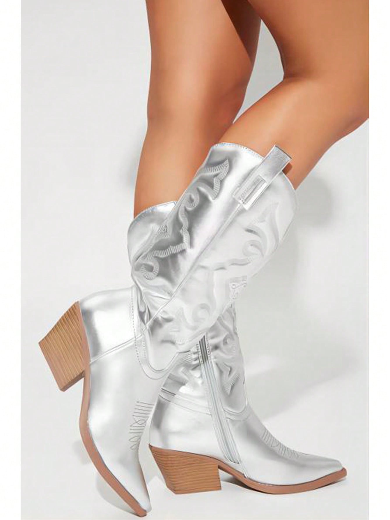 In Silver Women Fashion Boots