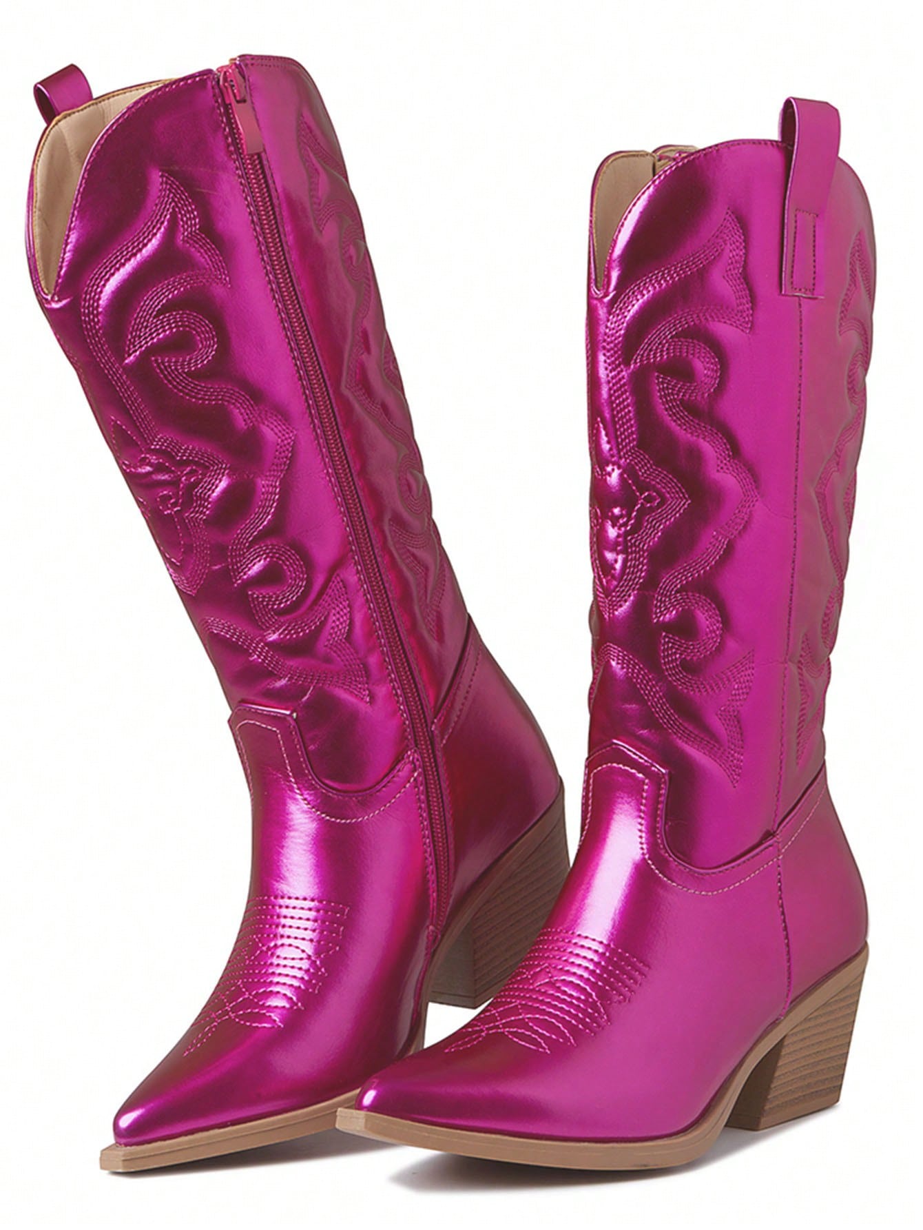 In Hot Pink Women Mid-Calf Boots