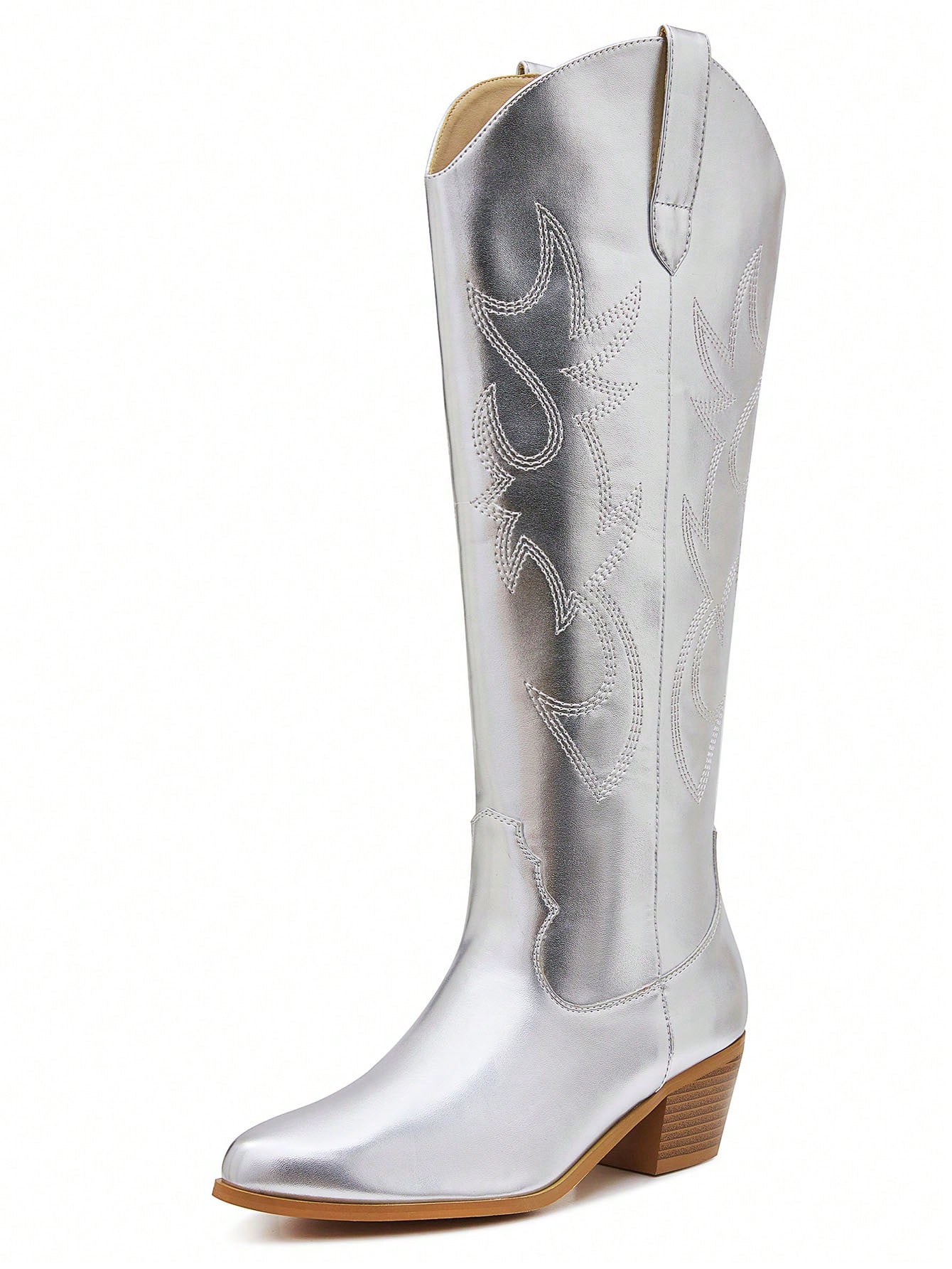 In Silver Women Knee-High Boots