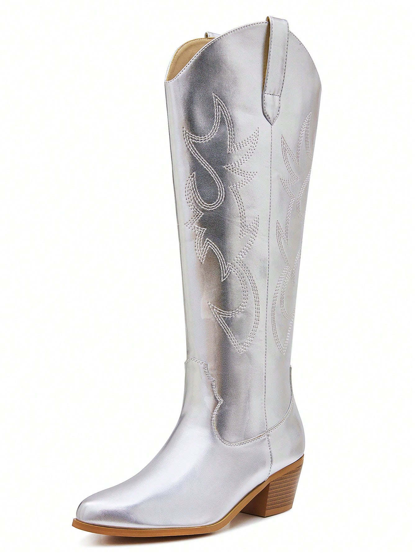 In Silver Women Knee-High Boots