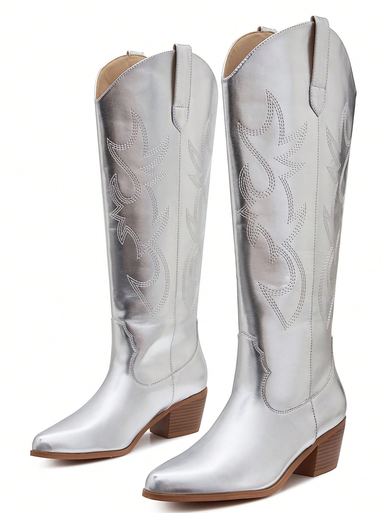 In Silver Women Knee-High Boots