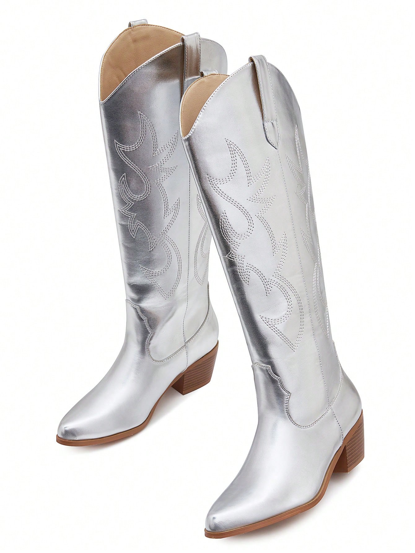 In Silver Women Knee-High Boots