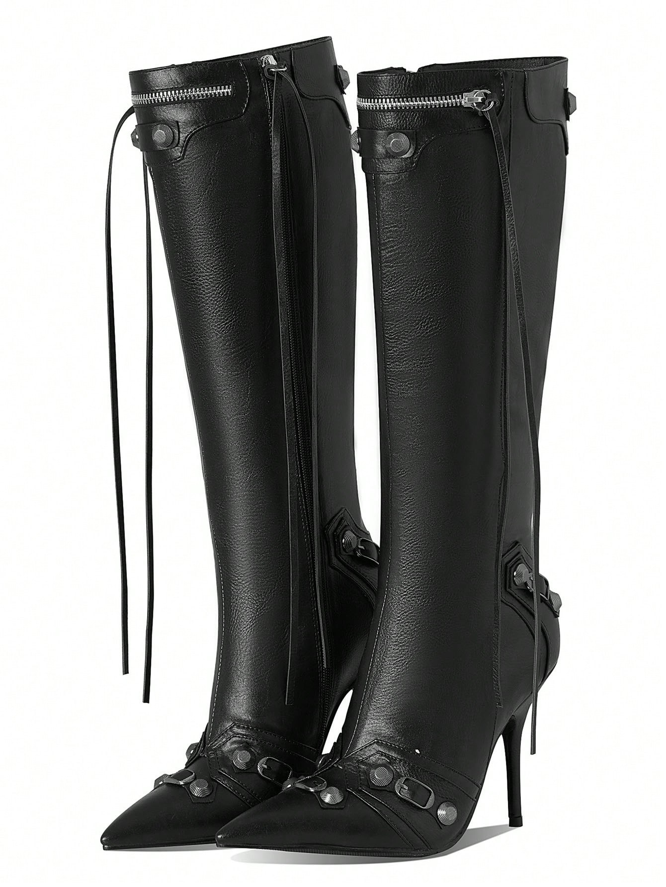 In Black Women Knee-High Boots