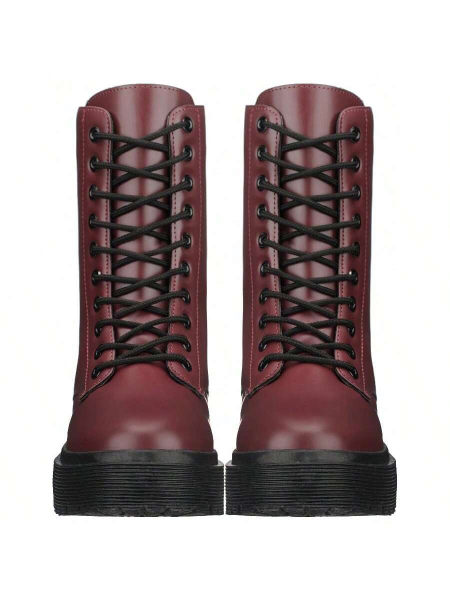 In Burgundy Women Fashion Boots