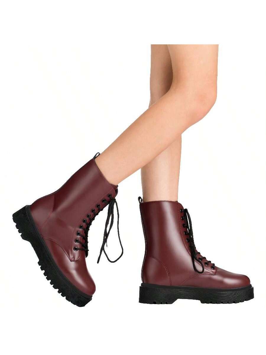 In Burgundy Women Fashion Boots