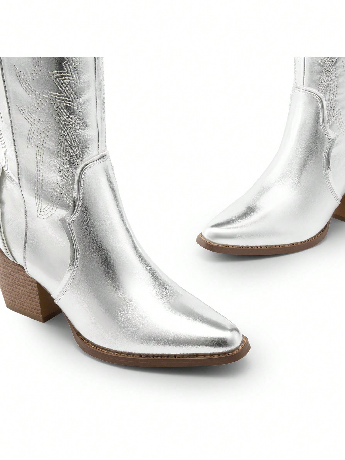 In Silver Women Knee-High Boots