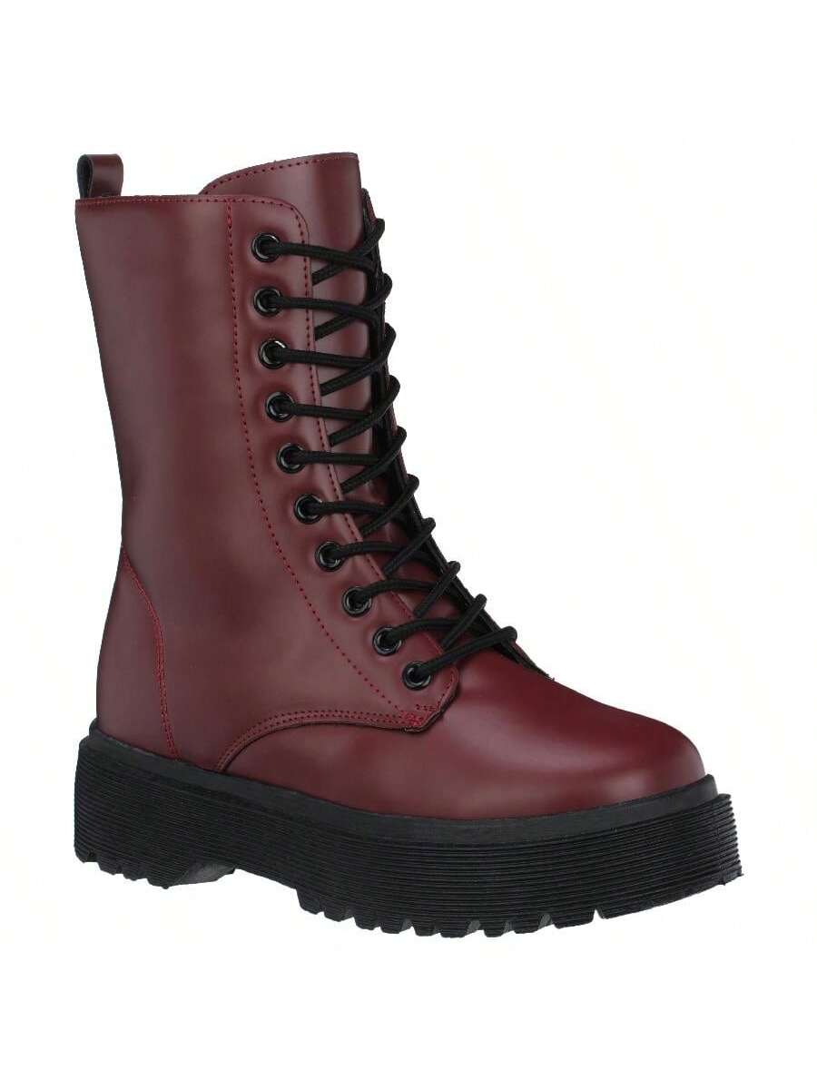 In Burgundy Women Fashion Boots