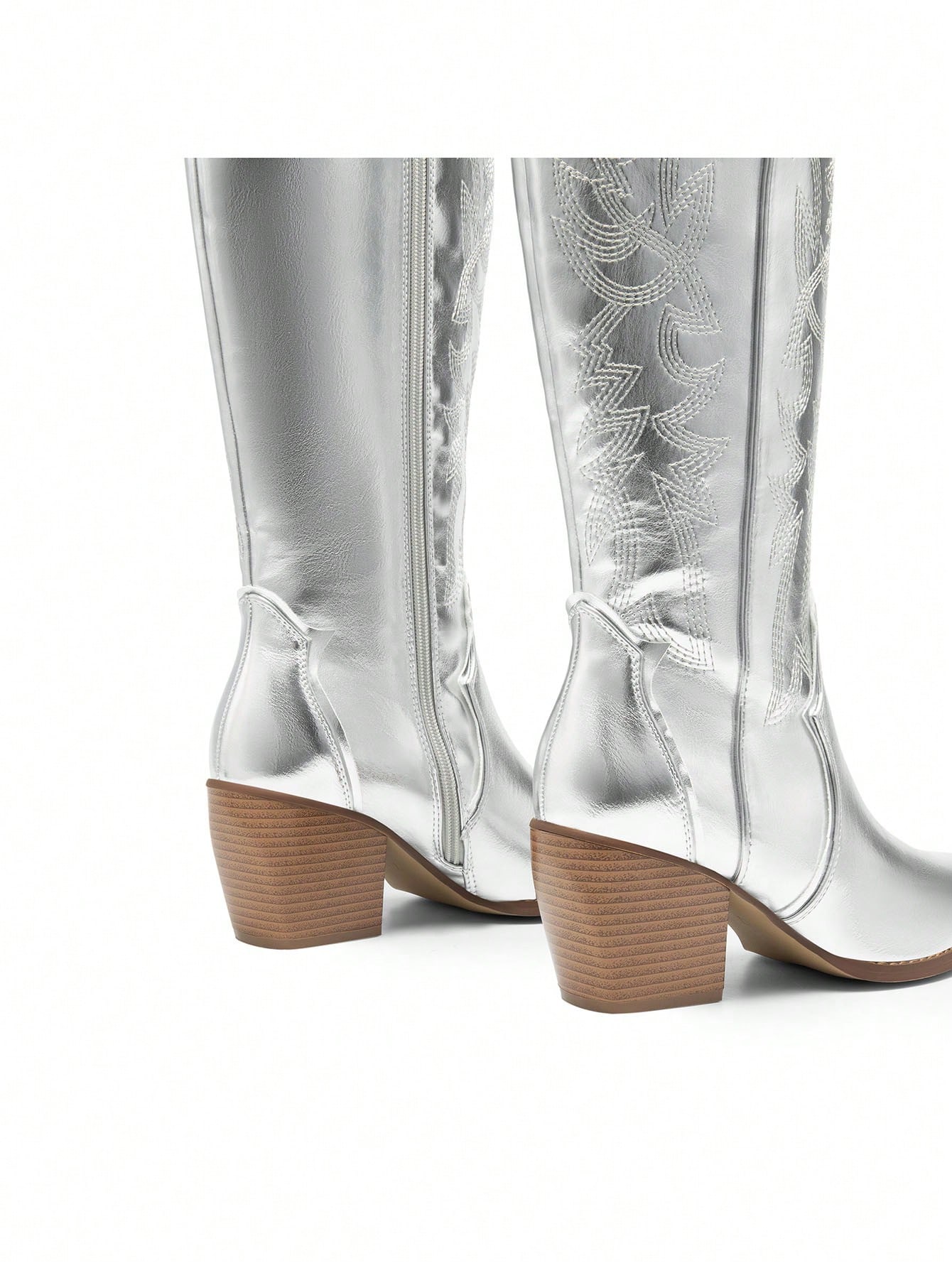 In Silver Women Knee-High Boots