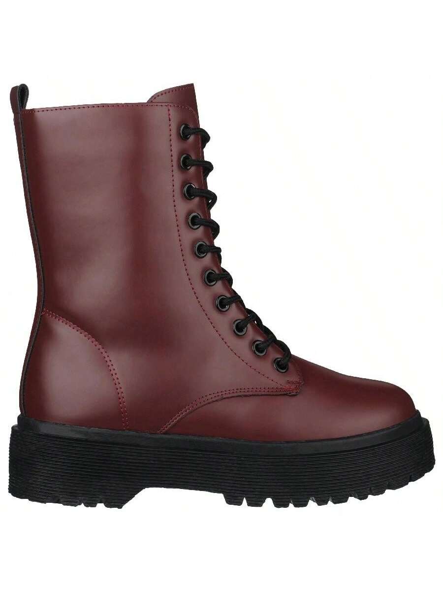 In Burgundy Women Fashion Boots