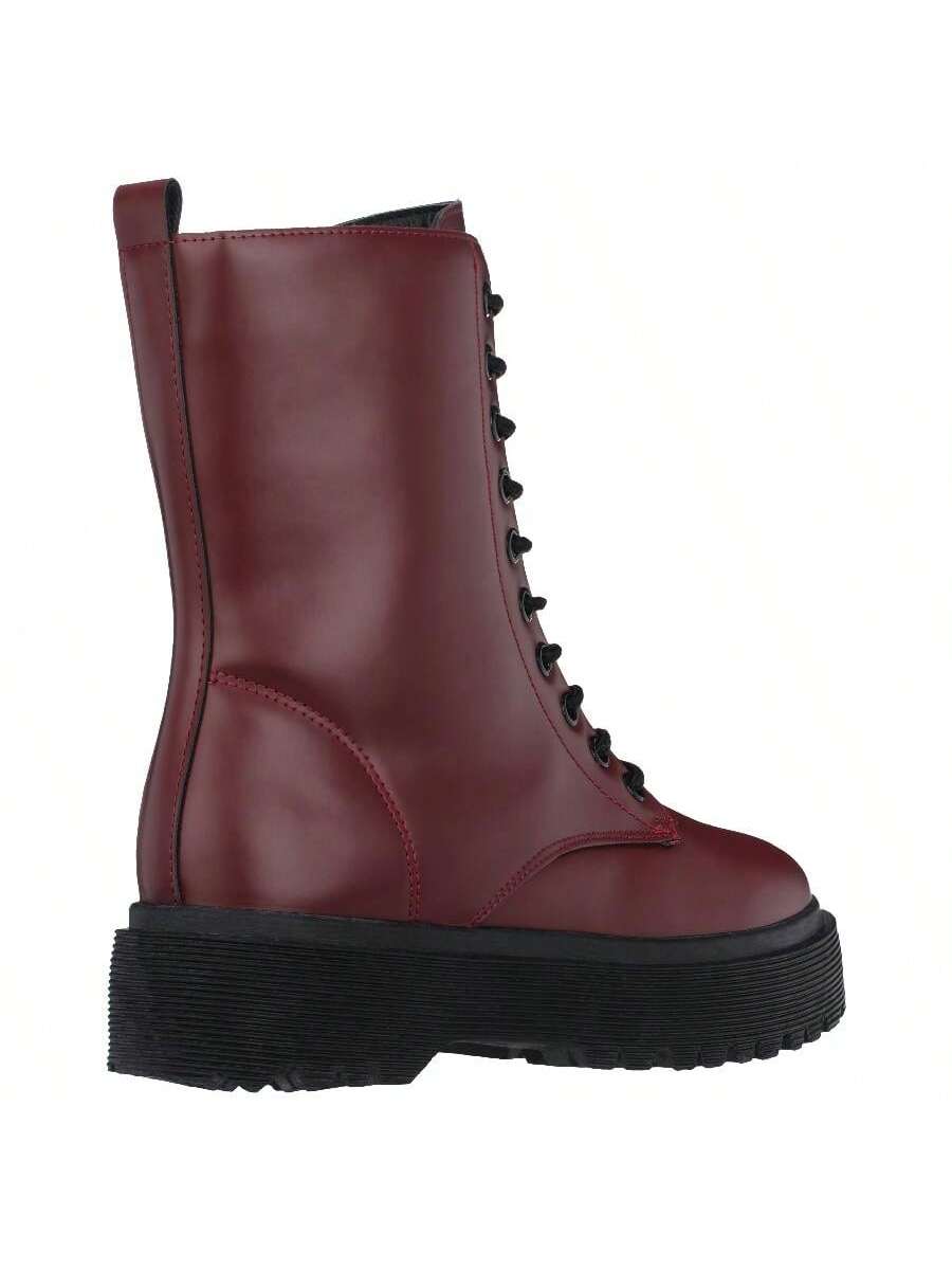 In Burgundy Women Fashion Boots