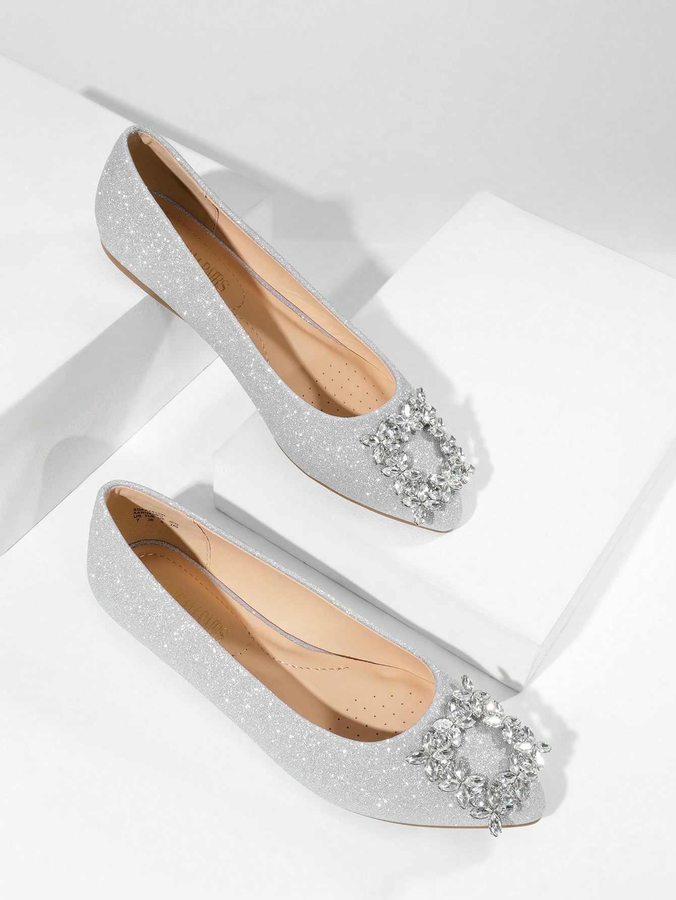 In Silver Women Flats